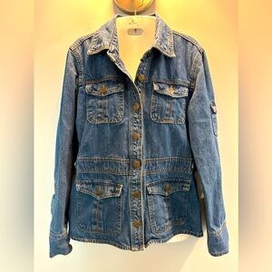 Art and Soul Fall cinch waist denim blue jean jacket 100% cotton Size Small